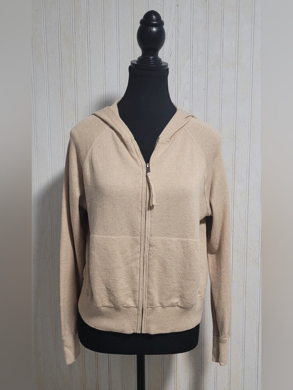 NAKED Cashmere Serena Cotton Cashmere Zip Hoodie Tan XS